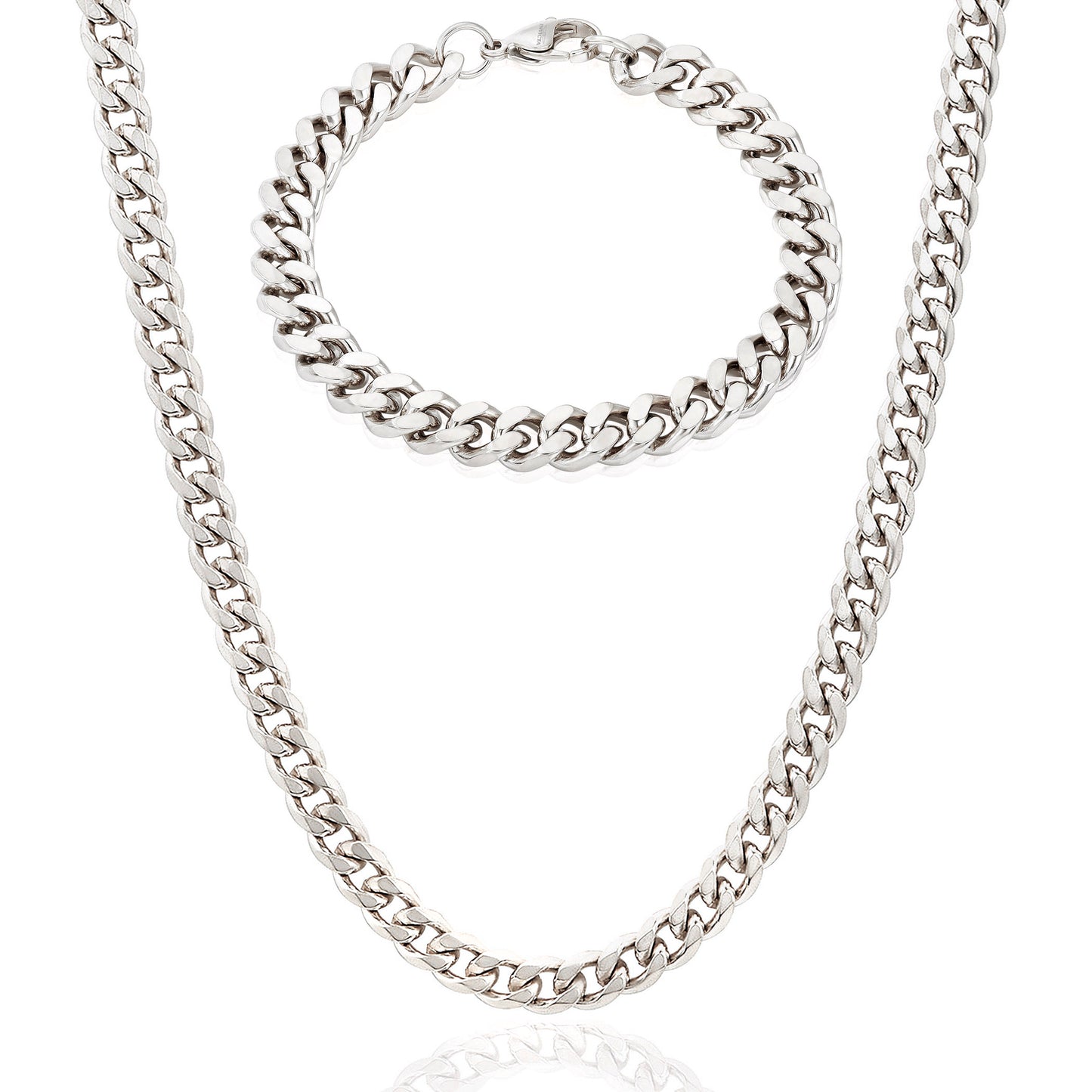 Invicta Jewelry Men's Curb Bracelet and Necklace Chain Set
