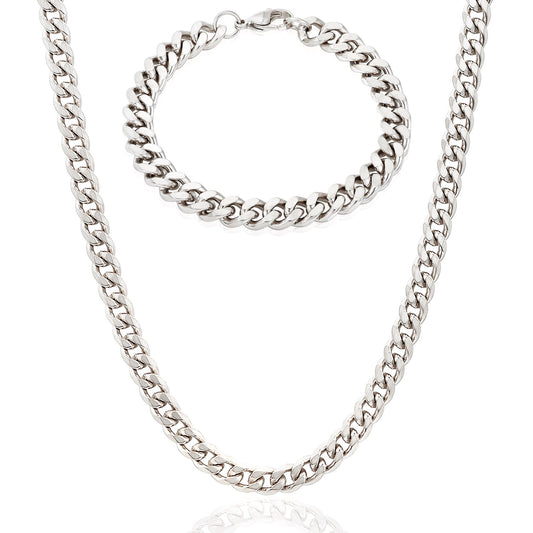 Crucible Jewelry Curb Bracelet and Necklace Chain Set