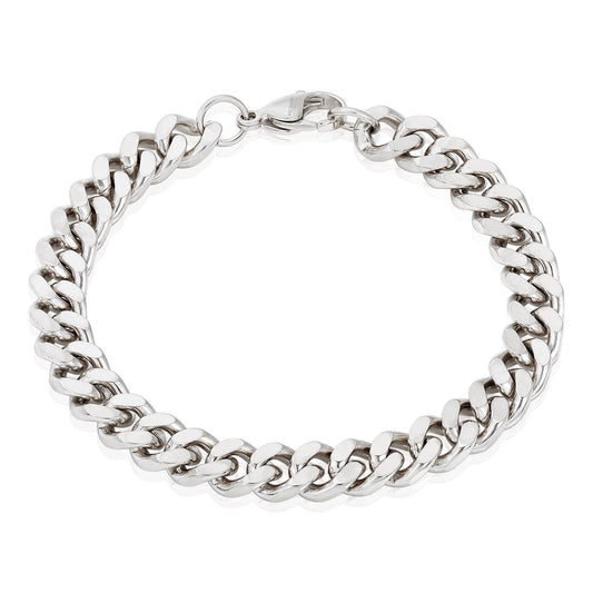 Men's Knife Edge Curb Chain Stainless Steel Bracelet