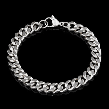 Men's Knife Edge Curb Chain Stainless Steel Bracelet