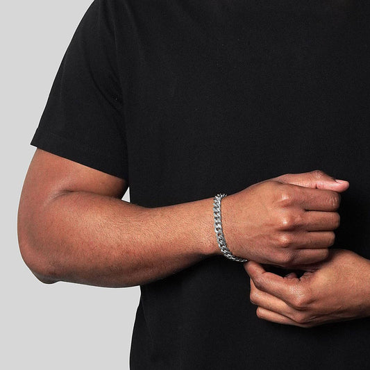 Men's Knife Edge Curb Chain Stainless Steel Bracelet