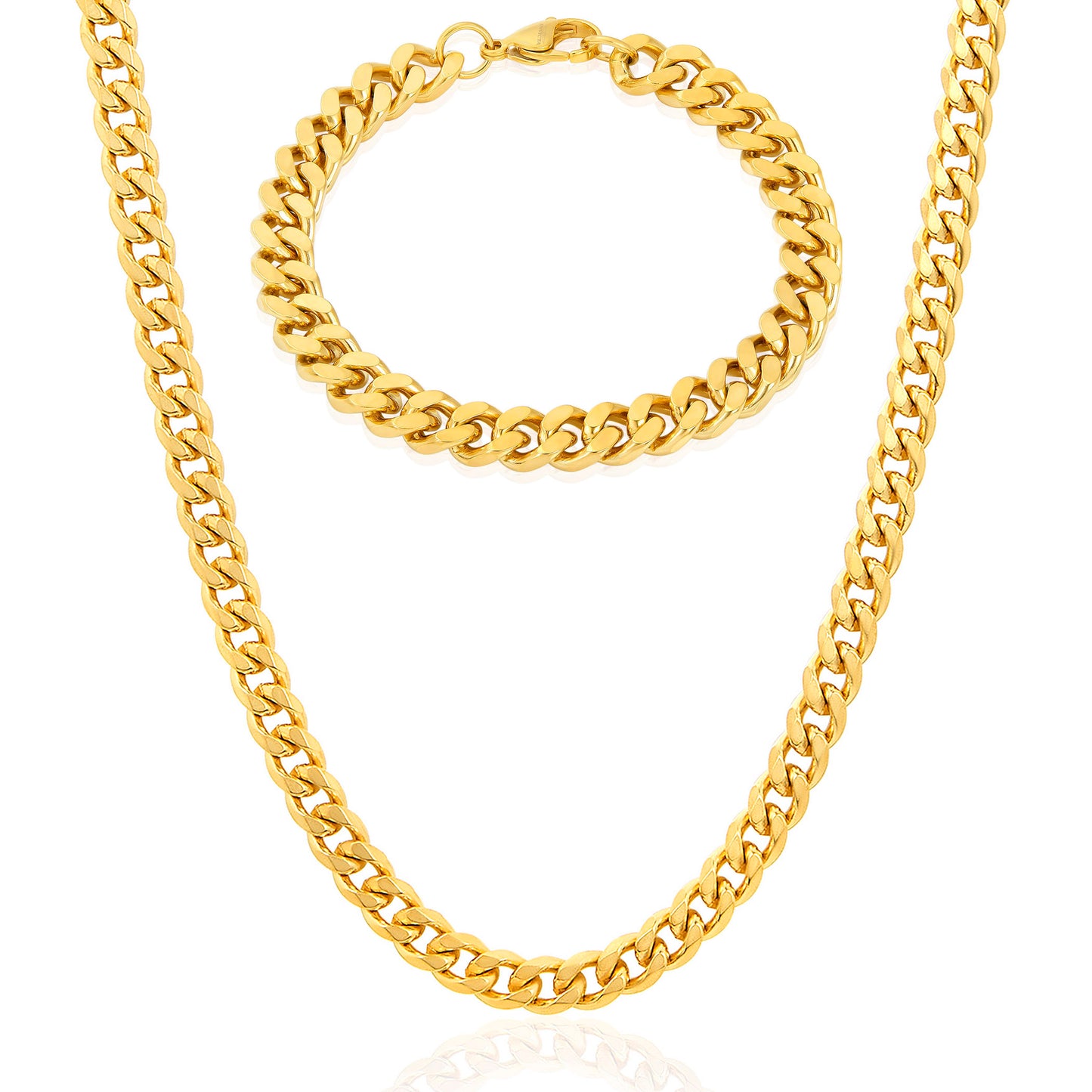 Invicta Jewelry Men's Curb Bracelet and Necklace Chain Set