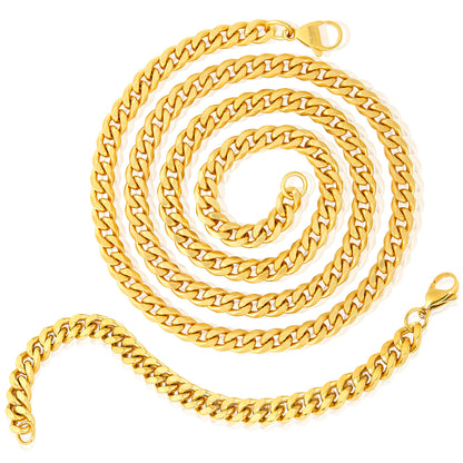 Invicta Jewelry Men's Curb Bracelet and Necklace Chain Set