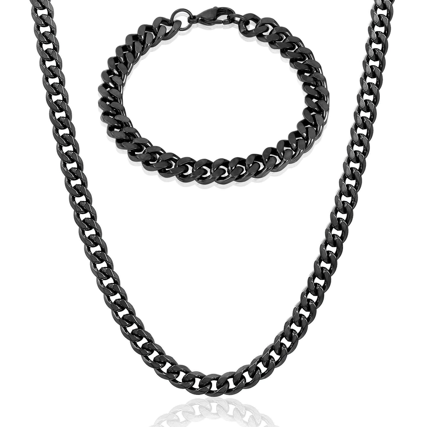 Invicta Jewelry Men's Curb Bracelet and Necklace Chain Set