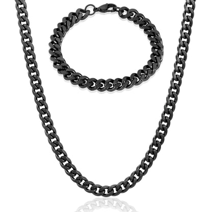 Invicta Jewelry Men's Curb Bracelet and Necklace Chain Set