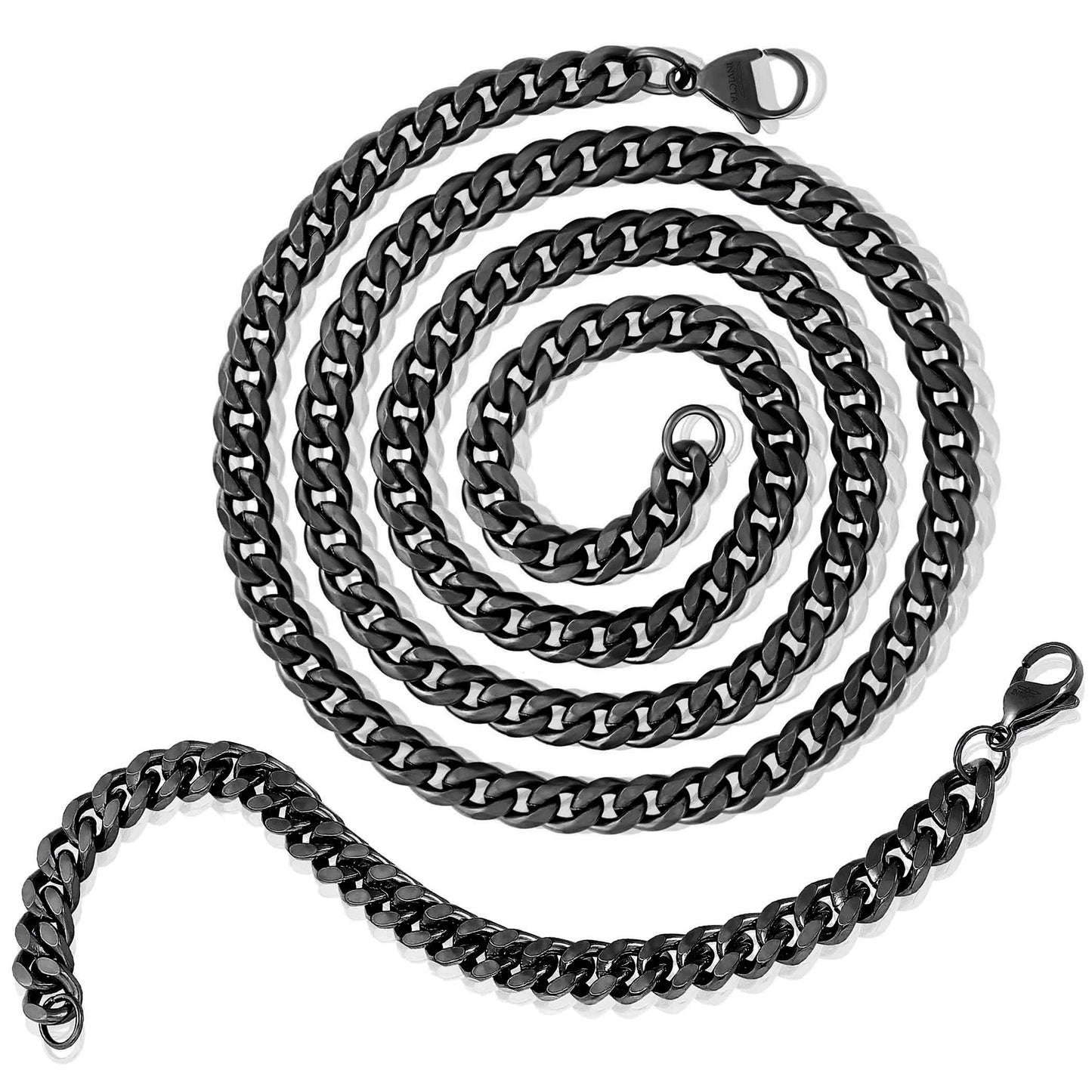 Invicta Jewelry Men's Curb Bracelet and Necklace Chain Set