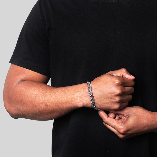 Men's Curved Link Curb Chain Stainless Steel Bracelet