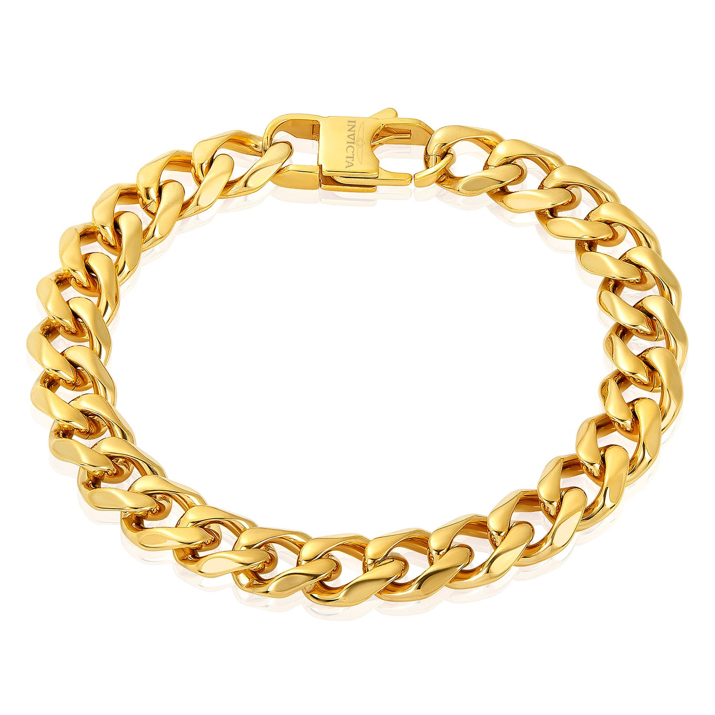 Men's Curved Link Curb Chain Gold Steel Bracelet
