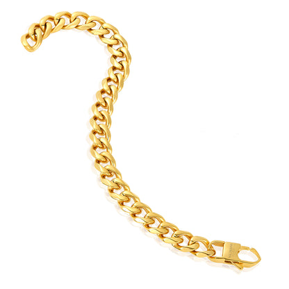 Men's Curved Link Curb Chain Gold Steel Bracelet