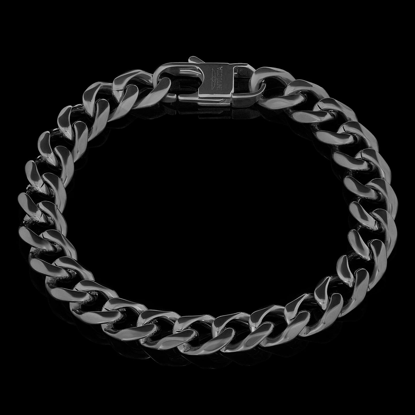 Men's Curved Link Curb Chain Black Steel Bracelet