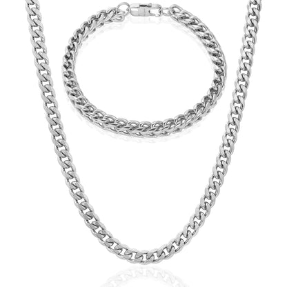 Invicta Jewelry Men's Franco Bracelet and Curb Necklace Chain Set
