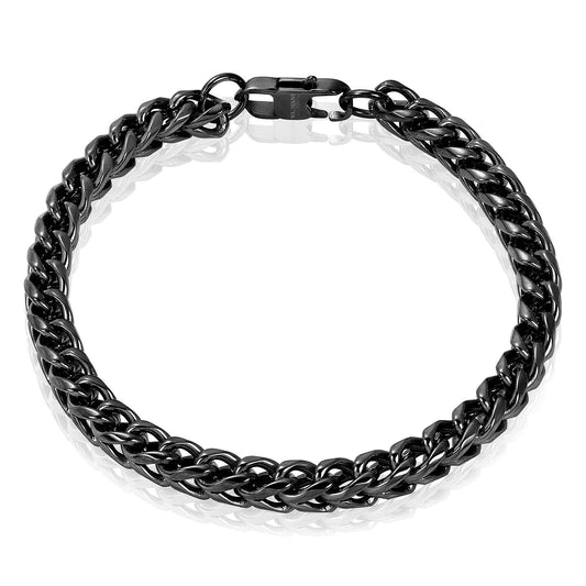 Men's Franco Chain Black Steel Bracelet