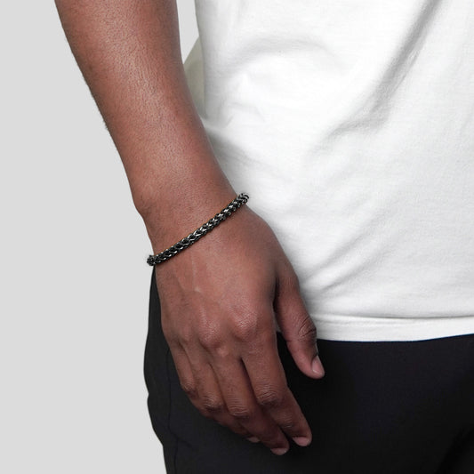 Men's Franco Chain Black Steel Bracelet