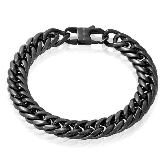 Men's Double Curb Chain Black Steel Bracelet