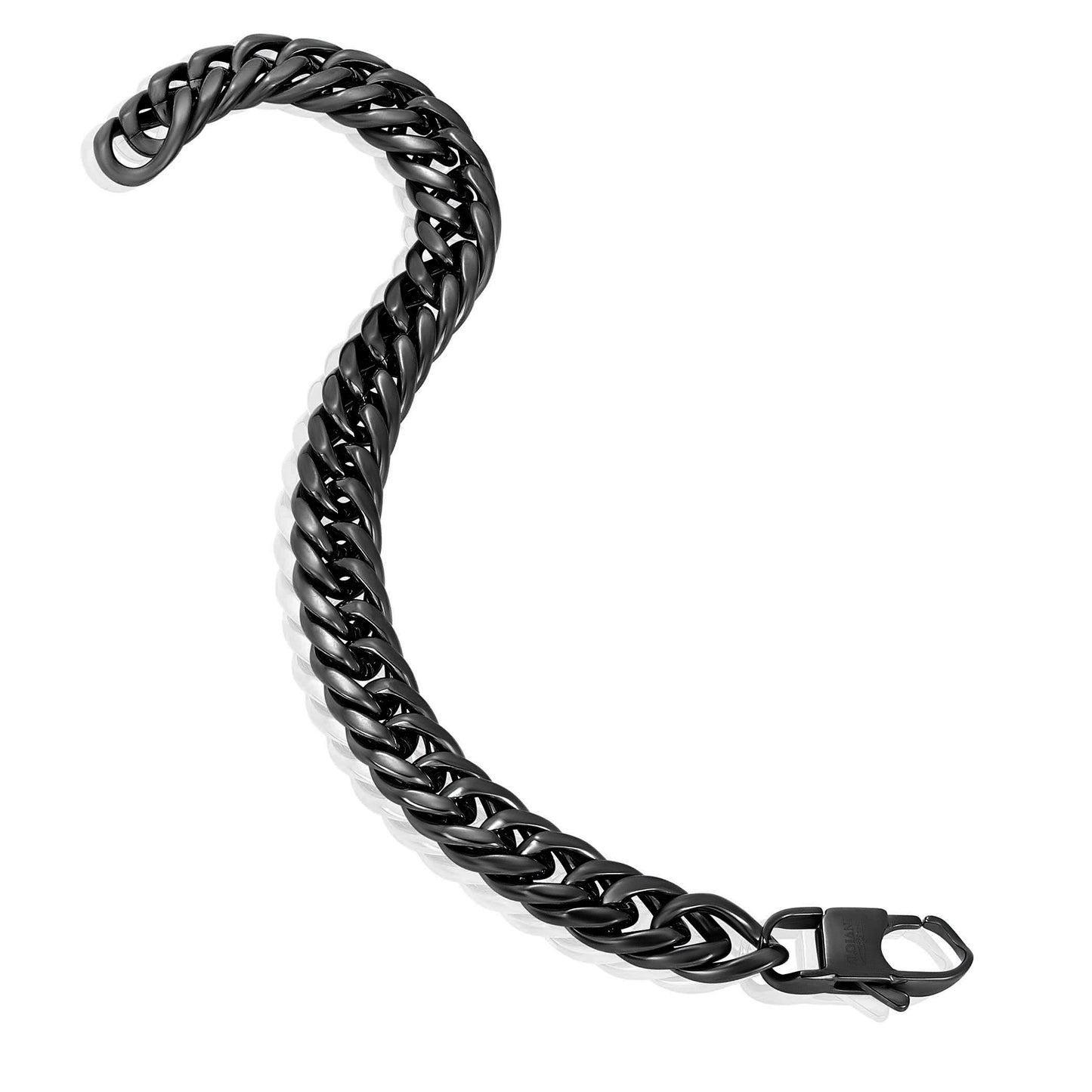 Men's Double Curb Chain Black Steel Bracelet