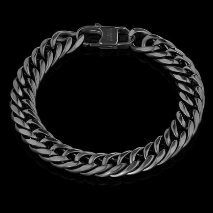 Men's Double Curb Chain Black Steel Bracelet