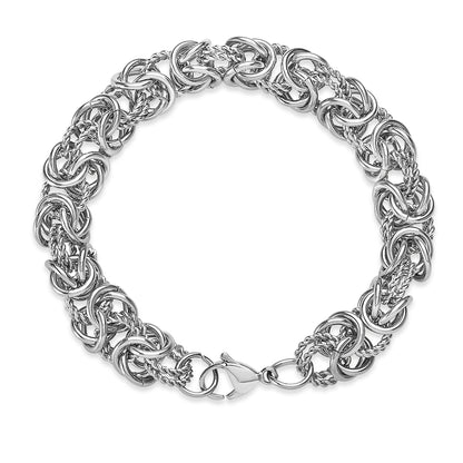 ELYA Women's Polished Intricate Byzantine Stainless Steel Bracelet