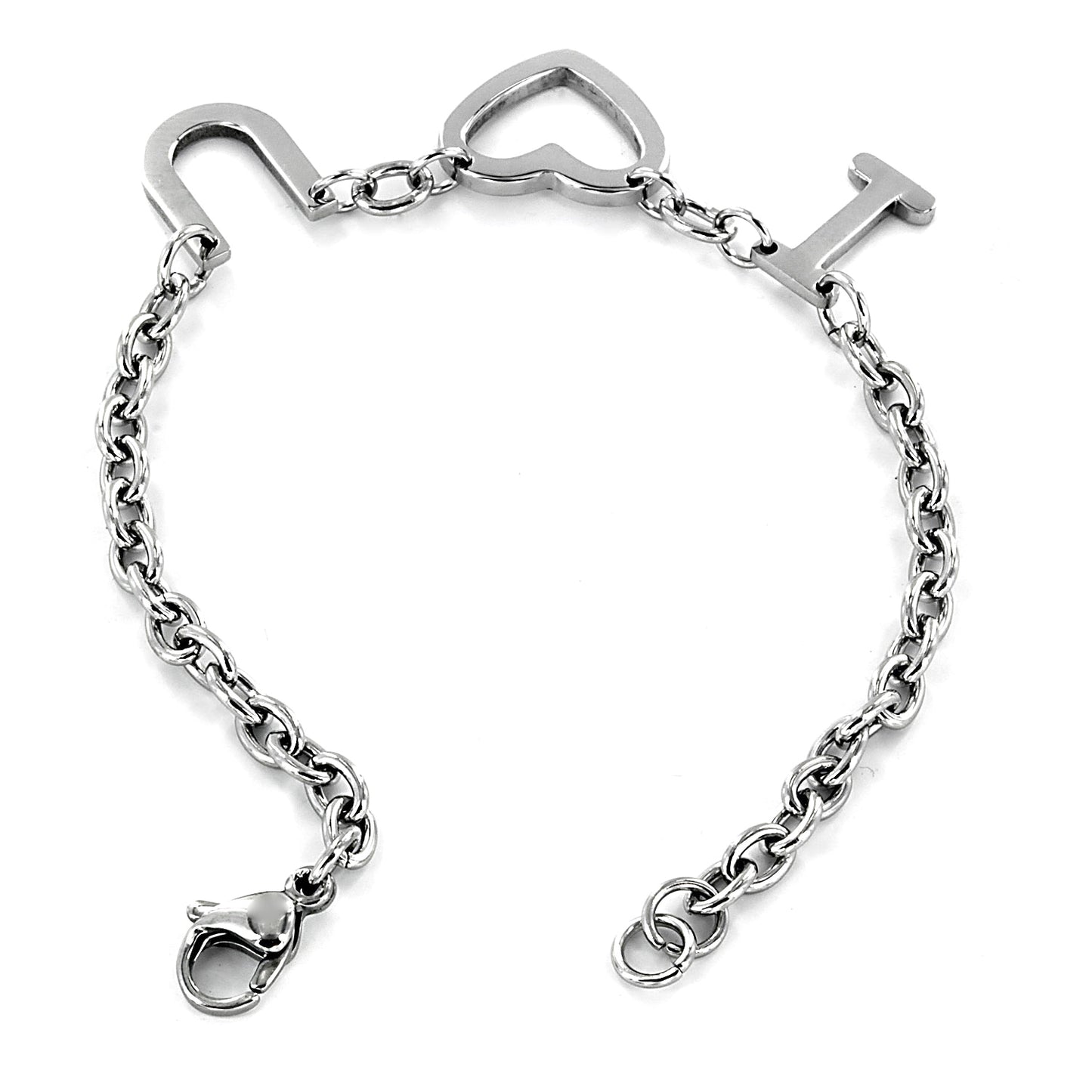 ELYA Polished Love Letter Charm Steel Bracelet
