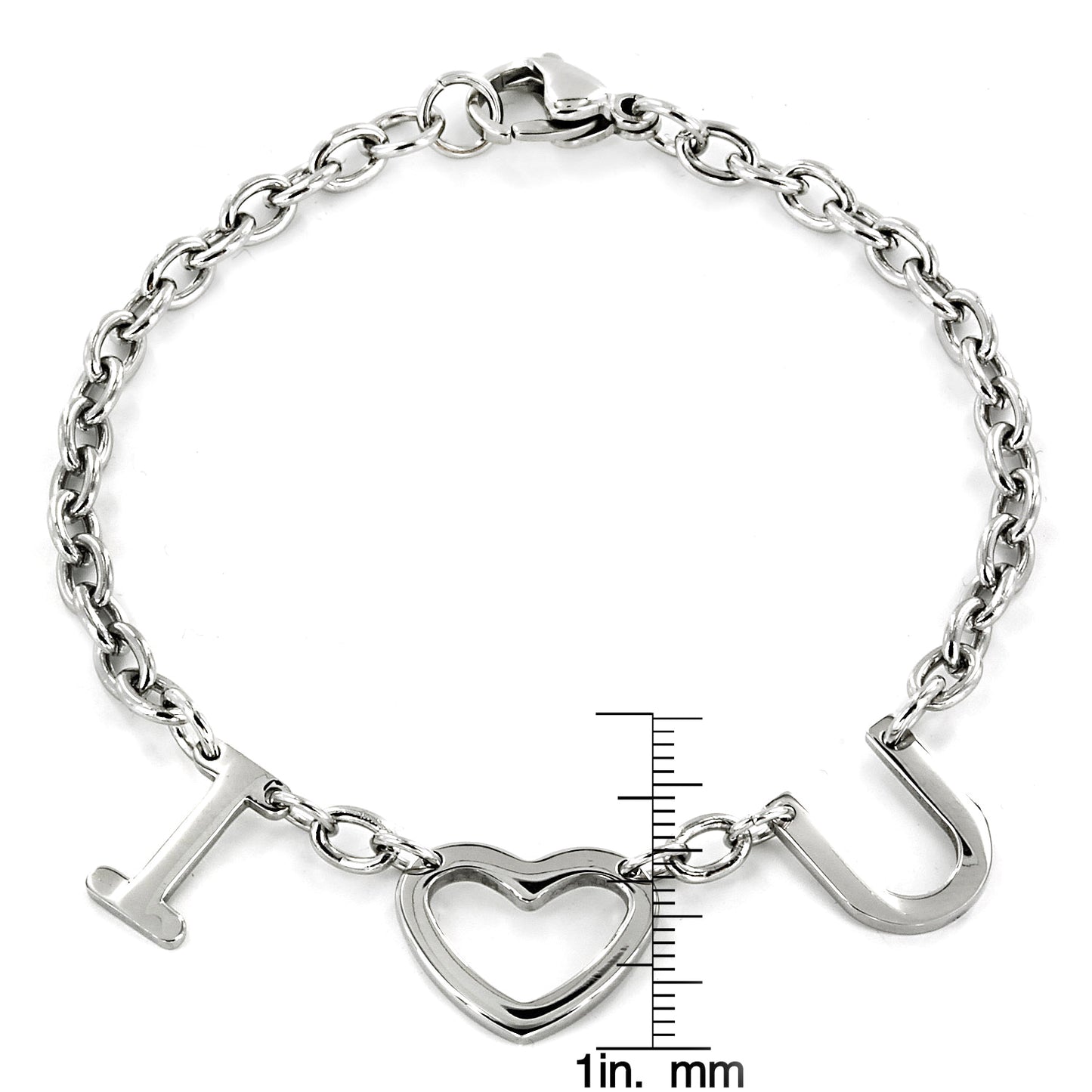 ELYA Polished Love Letter Charm Steel Bracelet