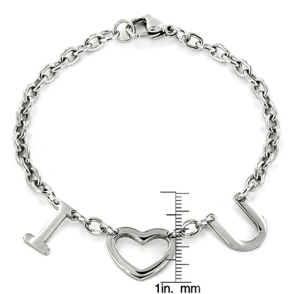 ELYA Polished Love Letter Charm Steel Bracelet