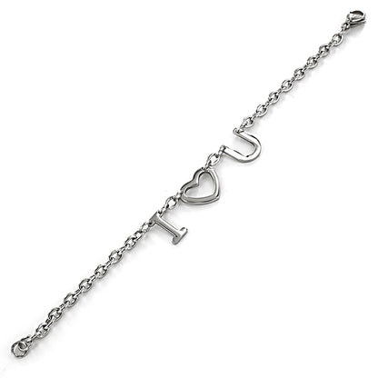 ELYA Polished Love Letter Charm Steel Bracelet