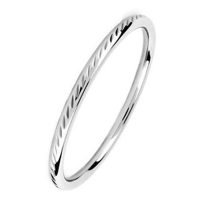 Polished Textured Bangle Stainless Steel Bracelet (5mm)