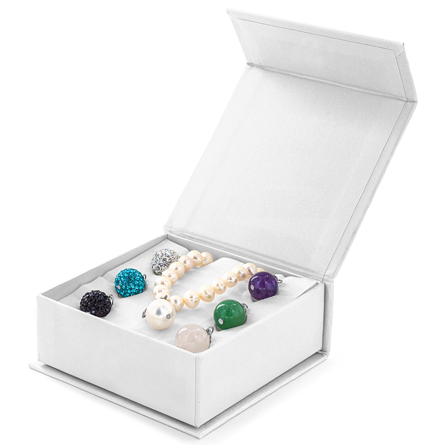 Pearl and Crystal Charm Interchangeable Bracelet Set