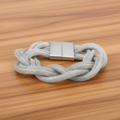 ELYA Women's Polished Braided Mesh Chain Steel Bracelet