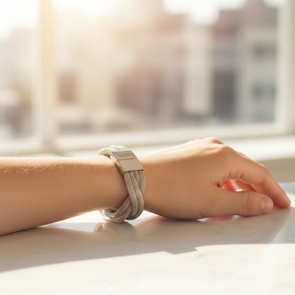 ELYA Women's Polished Braided Mesh Chain Steel Bracelet