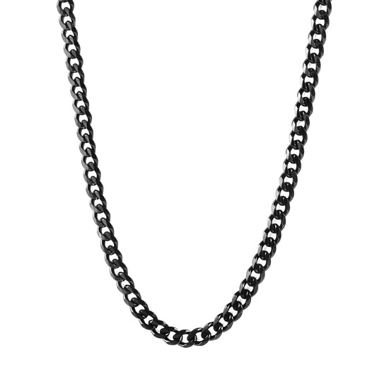 Men's Black Plated Stainless Steel Cuban Chain (3.5mm) - 24 "
