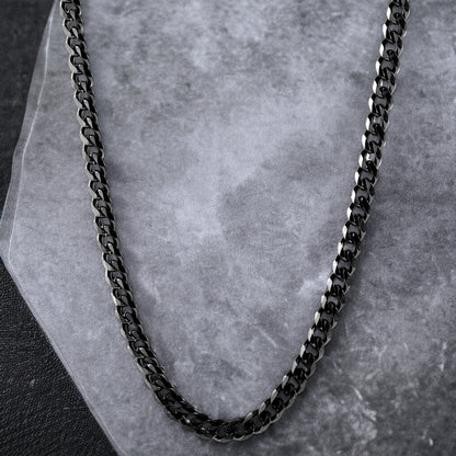 Men's Black Plated Stainless Steel Cuban Chain (3.5mm) - 24 "
