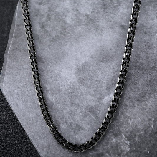Men's Black Plated Stainless Steel Cuban Chain (3.5mm) - 24 "