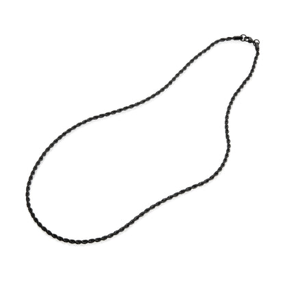 Men's Black Plated Stainless Steel Rope Chain (3mm) - 24"