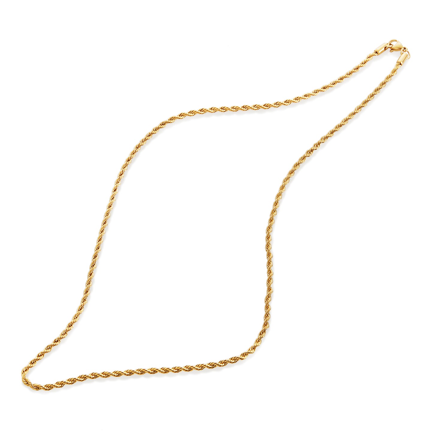 Men's Gold Plated Stainless Steel Rope Chain (3mm) - 24"