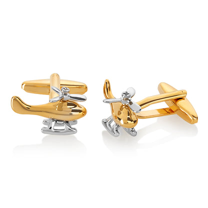 Men's Two-Tone High Polished Helicopter Spinning Propeller Cuff Links
