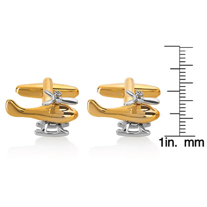 Men's Polished Helicopter Spinning Propeller Cufflinks