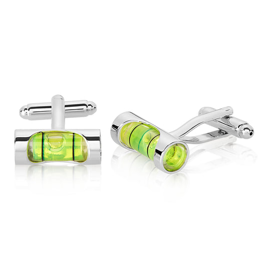 Men's High Polished Silver Tone Level Cuff Links