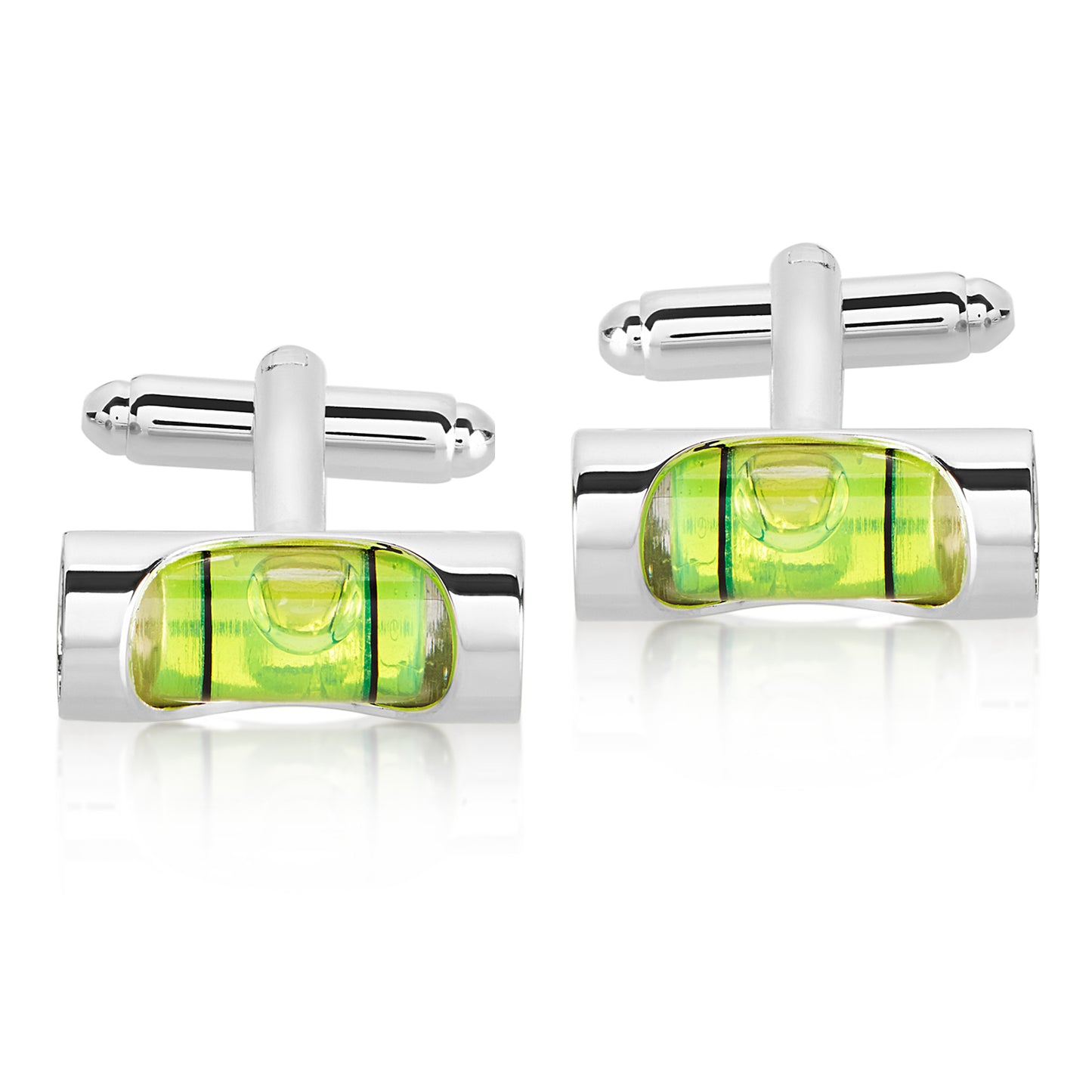 Men's High Polished Silver Tone Level Cuff Links
