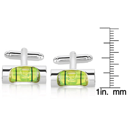 Men's Polished Level Silver Tone Cufflinks