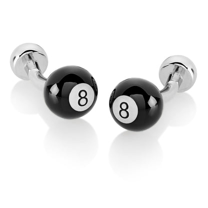 Men's High Polished Curved 8 Ball Cuff Links
