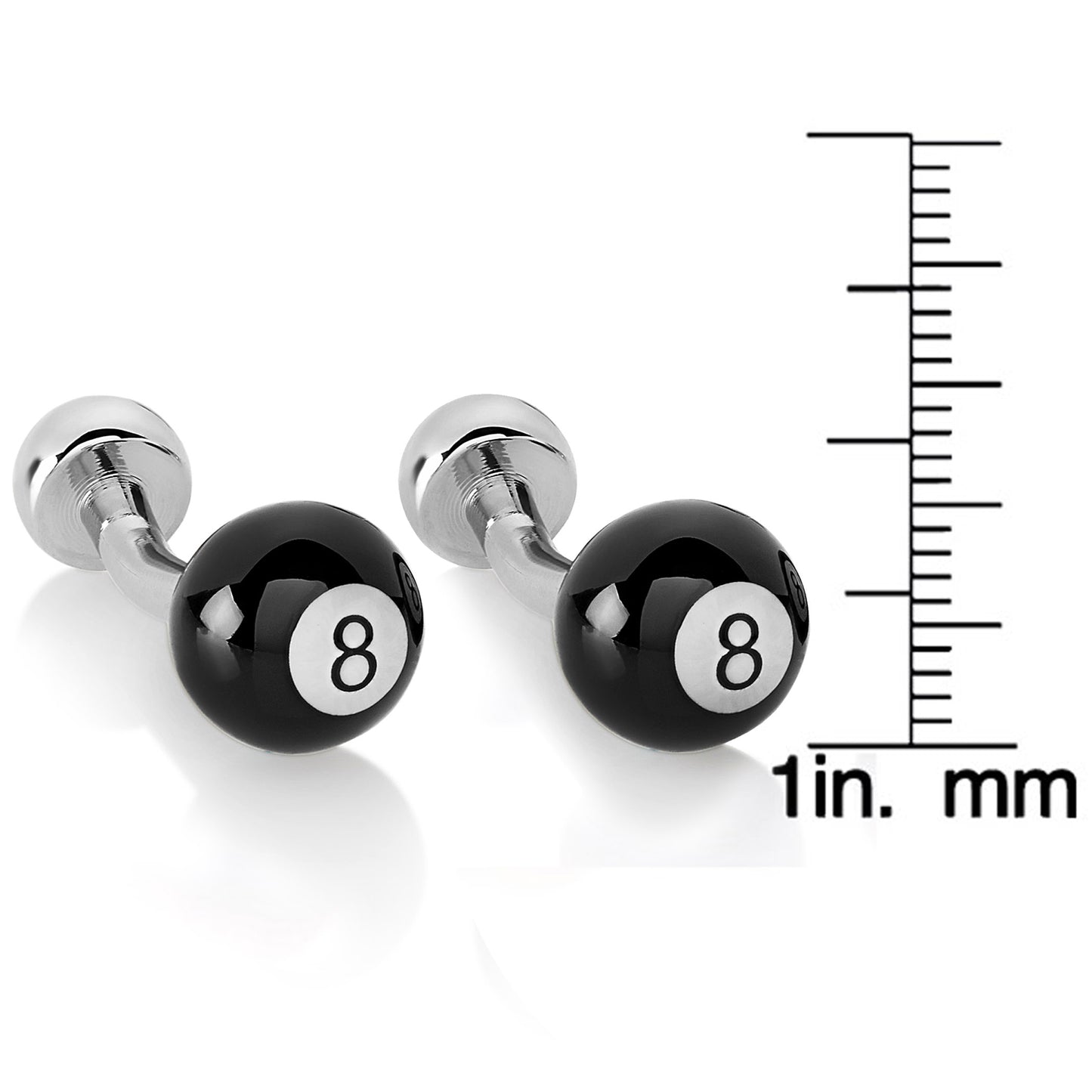 Men's Polished 8 Ball Curved Cufflinks