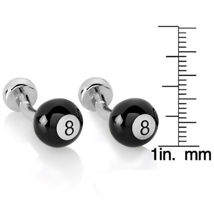Men's Polished 8 Ball Curved Cufflinks