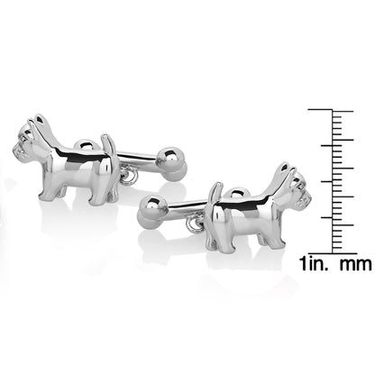 Men's Polished Dog and Bone Silver Tone Cufflinks
