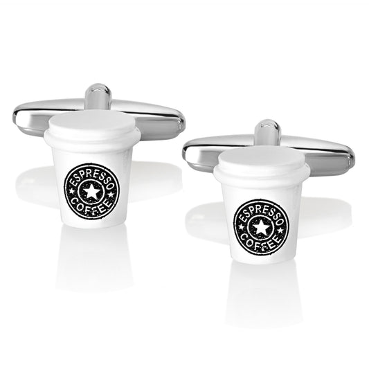 Men's High Polished Espresso Coffee Cup Cuff Links