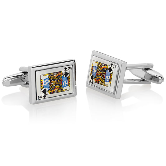 Men's High Polished King of Spades Cuff Links