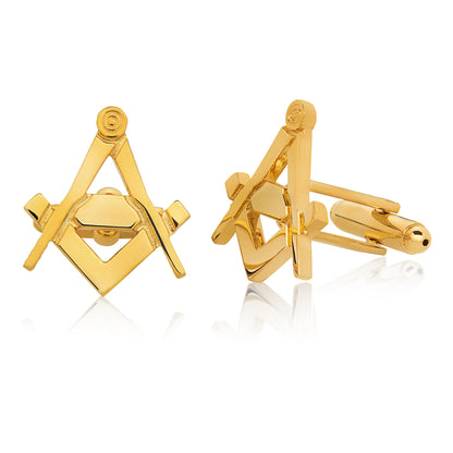 Men's Gold Tone High Polished Masonic Cuff Links
