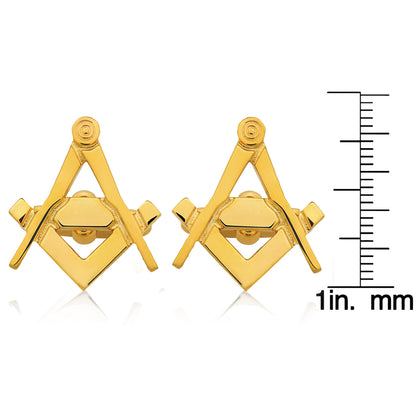Men's Polished Masonic Gold Tone Cufflinks