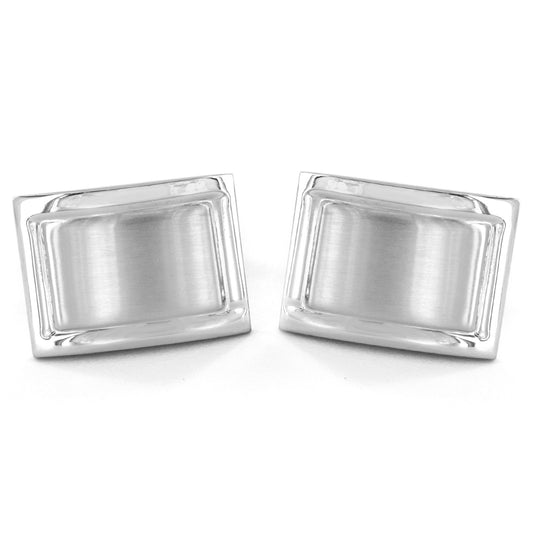 Men's Brushed and Polished Domed Rectangle Cuff Links