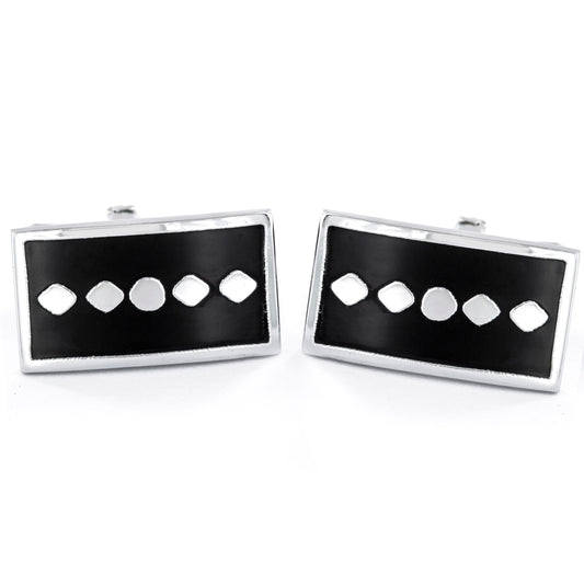 Men's Two-Tone Geometric Pattern Rectangular Cuff Links