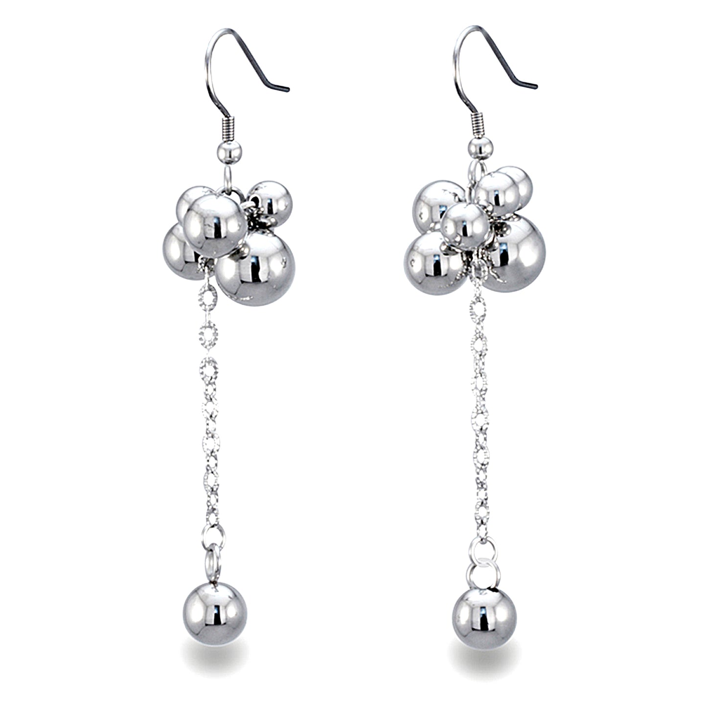 Polished Bauble Hanging Stainless Steel Earrings